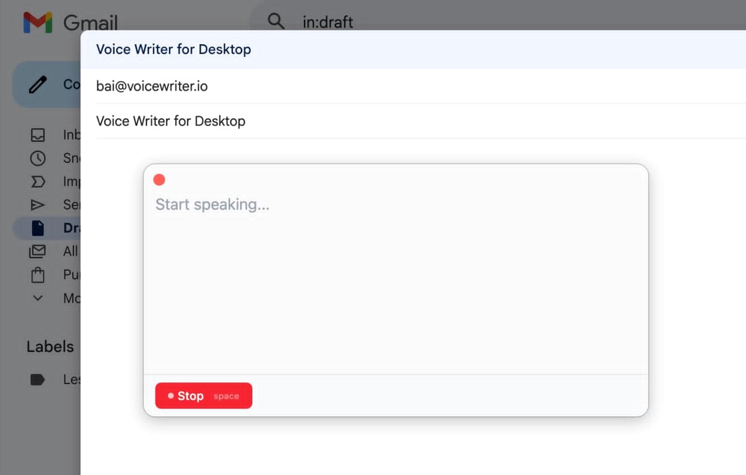 Voice Writer running on-device grammar correction